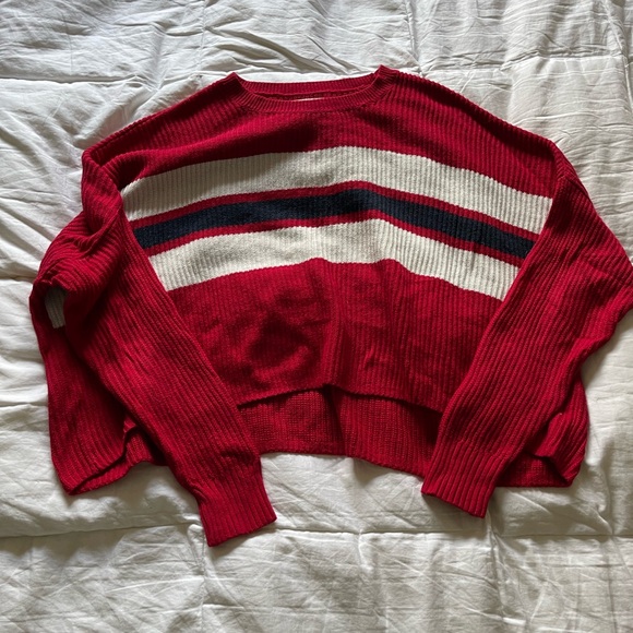 Hollister red striped slouchy sweater - Picture 1 of 3